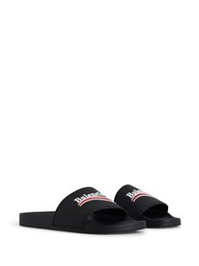 Balenciaga Political Campaign slippers met logo - Zwart