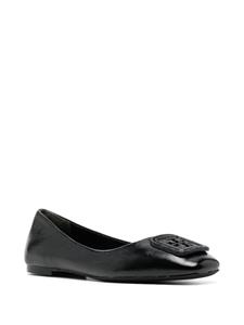 Tory Burch Gerogia Pavé leather ballerina shoes - Zwart