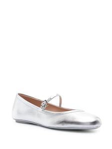 Gianvito Rossi Carla leather ballerina flats - Zilver