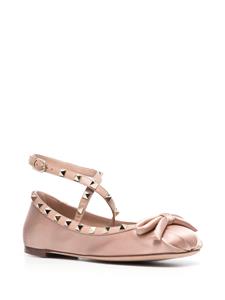 Valentino Rockstud satijnen ballerina's - Roze