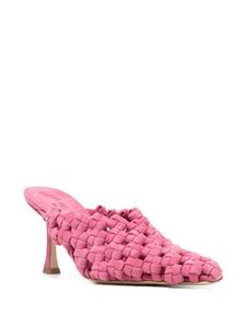 A.W.A.K.E. Mode Regina 80mm woven leather mules - Roze