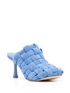 A.W.A.K.E. Mode Wilma 80mm woven suede mules - Blauw