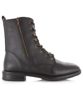 Shoecolate Leren veterboot met rits Zwart Leer Veterboots Dames