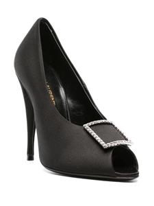 Saint Laurent 115mm rhinestone-embellished crepe pumps - Zwart