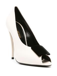 Saint Laurent 115mm peep-toe silk pumps - Beige