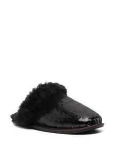 Slippers met pailletten - Zwart