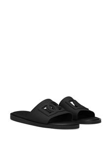 Dolce & Gabbana logo-embossed open-toe slides - Zwart