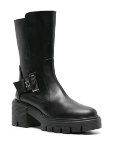 Stuart Weitzman Soho Gia 70mm metallic-buckle leather boots - Zwart