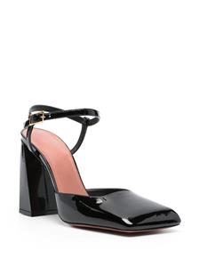 Amina Muaddi Charlotte 95 patent leather pumps - Zwart