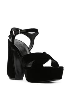 Si Rossi 140mm velvet leather sandals - Zwart