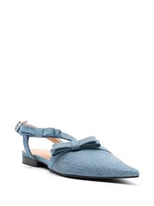 GANNI bow-detailing pointed-toe ballerina shoes - Blauw