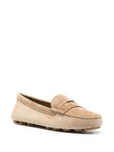 Miu Miu embossed-logo suede loafers - Bruin