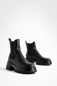 Boohoo Stevige Chelsea Boots Met Geribbelde Zool, Black