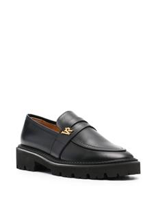 Via Roma 15 logo-lettering leather loafers - Zwart