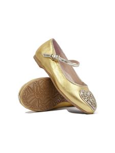 Sophia Webster Mini Amora laminated-finish ballerina shoes - Goud