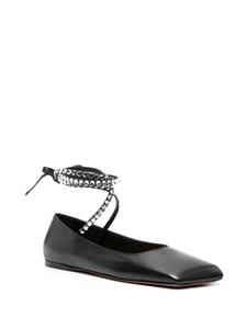 Amina Muaddi Ane square-toe leather ballerinas - Zwart