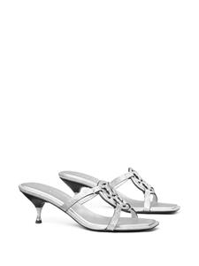 Tory Burch Miller Bombé metallic muiltjes - Zilver