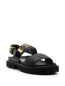 Moschino logo-plaque chunky leather sandals - Zwart
