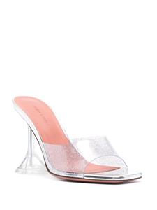 Amina Muaddi Lupita 95mm glittered mules - Zilver