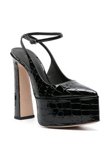 Le Silla Nina 170mm crocodile-effect sling back pumps - Zwart