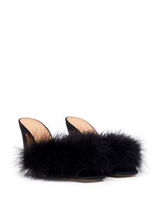 Maison Margiela 90mm feather-embellished mules - Zwart