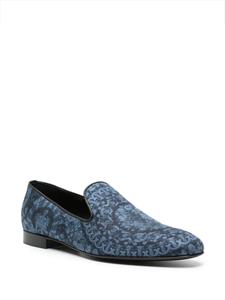 Versace Barocco-print silk slippers - Blauw
