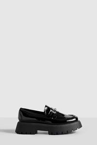 Boohoo Brede Loafers Met Plateauzool, Dikke Zool En T-Bar, Black