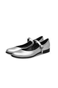 BOHEMA Damen vegan Ballerinas Mary Jane Pumps Silber