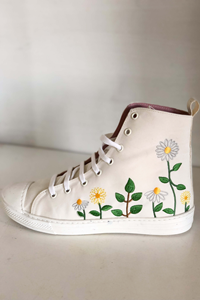 Momoc Damen vegan Turnschuhe Daisies' Garden Weiß