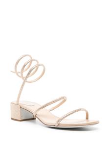 René Caovilla Cleo 40mm crystal-embellished sandals - Beige