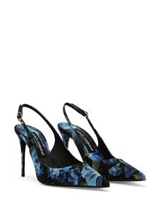 Dolce & Gabbana Slingback pumps met bloemenprint - Blauw