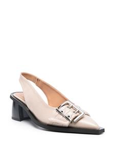 GANNI buckled slingback pumps - Beige