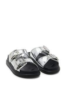 Alexander McQueen Hybrid 35mm buckled metallic sandals - Zilver