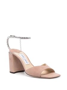 Jimmy Choo Saeda 85mm suede sandals - Beige