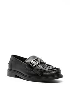Moschino Leren loafers met logoplakkaat en franje - Zwart