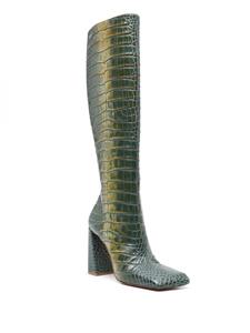 Amina Muaddi Marine 95mm crocodile-effect knee-high boots - Groen