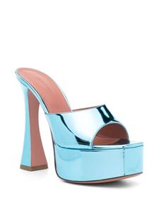 Amina Muaddi Dalida 135 mm leren muiltjes met plateauzool - Blauw