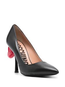 Moschino 105mm leren pumps met applicatie - Zwart