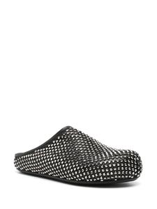 Marni rhinestone-embellished leather mules - Zwart