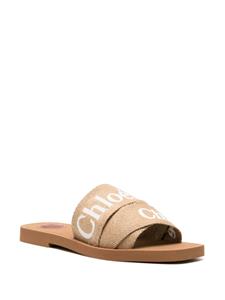 Chloé Woody logo-embroidered flat sandals - Beige