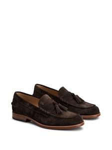 Tod's Suède loafers met logo-reliëf - Bruin