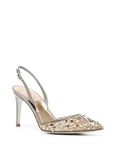 René Caovilla 80mm crystal-embellished leather sandals - Goud