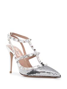 Valentino Rockstud 100mm sequinned pumps - Zilver