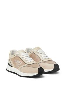 Versace logo-embroidered panelled sneakers - Beige
