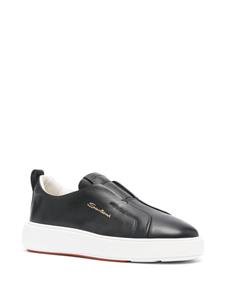 Santoni logo-print leather sneakers - Zwart