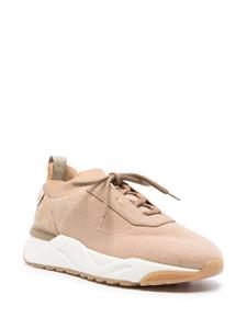Santoni panelled knitted sneakers - Beige