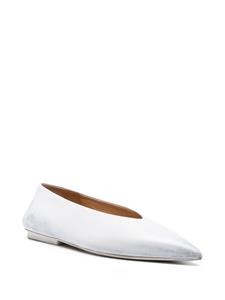 Marsèll Leren Oxford ballerina's met gerafeld effect - Wit