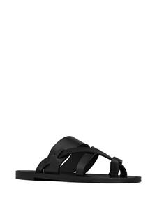 Saint Laurent Culver leren slippers - Zwart