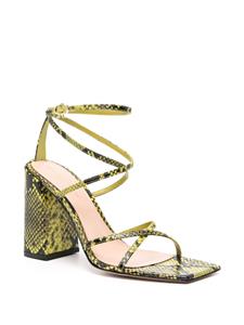 Gianvito Rossi 95mm snakeskin-effect strappy sandals - Groen