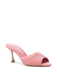 Manolo Blahnik Pirua 75 mm suède muiltjes - Roze